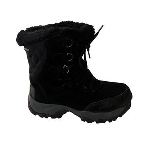 Woods Black Waterproof Insulated Winter Snow Boots Lace Up Faux‎ Fur Trim Size 8